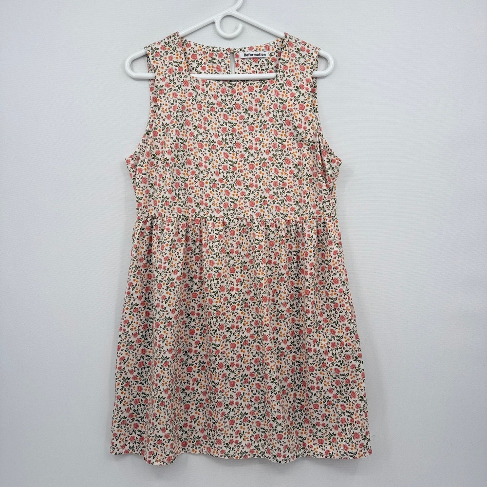 Reformation Floral Tanner Mini Dress Womens Large Pink Babydoll Cottagecore Boho